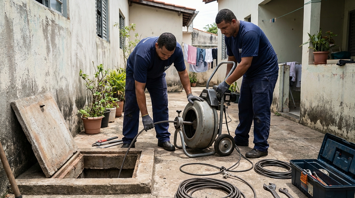 Desentupimento de Coluna Sanitária no Residencial Eldorado, Campinas‑SP